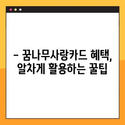 대전 꿈나무사랑카드 혜택 총정리| 상세 내용 확인 & 사용 가이드 | 대전, 꿈나무사랑카드, 혜택, 사용법, 정보