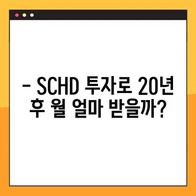 미국 배당성장주 SCHD 1억원 투자, 20년 후 월 배당금은 얼마? | 배당금 계산, 투자 전략, 장기 투자