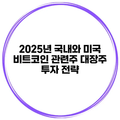 2025년 국내와 미국 비트코인 관련주 대장주 투자 전략