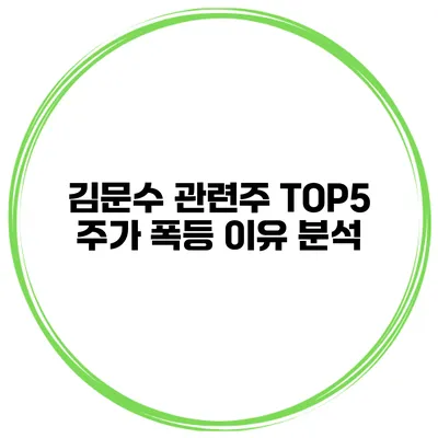 김문수 관련주 TOP5 주가 폭등 이유 분석