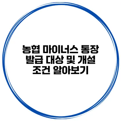 농협 마이너스 통장 발급 대상 및 개설 조건 알아보기