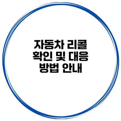 자동차 리콜 확인 및 대응 방법 안내