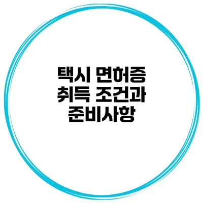 택시 면허증 취득 조건과 준비사항