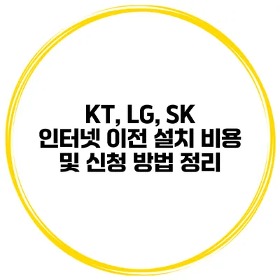 KT, LG, SK 인터넷 이전 설치 비용 및 신청 방법 정리