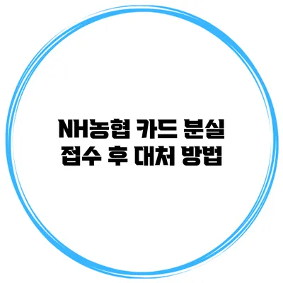 NH농협 카드 분실 접수 후 대처 방법