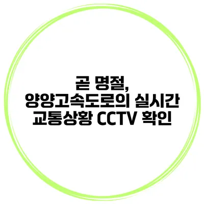 곧 명절, 양양고속도로의 실시간 교통상황 CCTV 확인