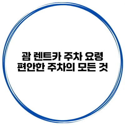 괌 렌트카 주차 요령 편안한 주차의 모든 것