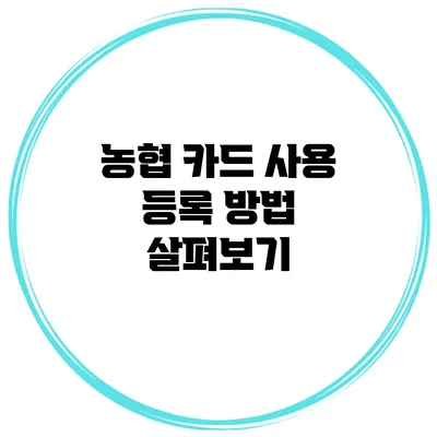 농협 카드 사용 등록 방법 살펴보기