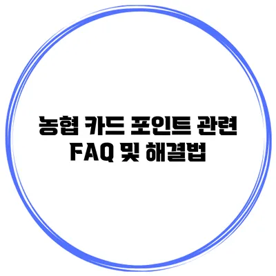 농협 카드 포인트 관련 FAQ 및 해결법