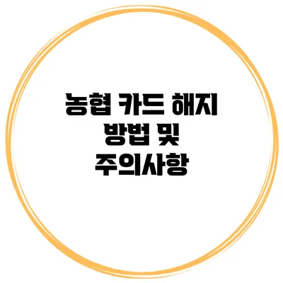 농협 카드 해지 방법 및 주의사항