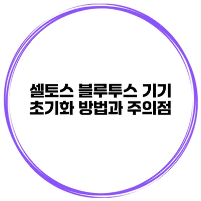 셀토스 블루투스 기기 초기화 방법과 주의점
