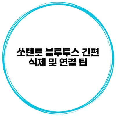 쏘렌토 블루투스 간편 삭제 및 연결 팁