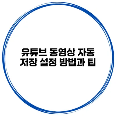 유튜브 동영상 자동 저장 설정 방법과 팁