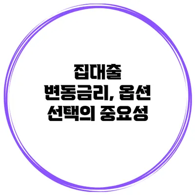 집대출 변동금리, 옵션 선택의 중요성