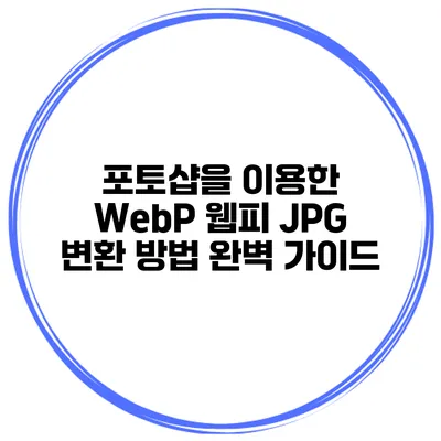 포토샵을 이용한 WebP 웹피 JPG 변환 방법 완벽 가이드