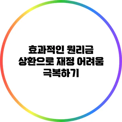 효과적인 원리금 상환으로 재정 어려움 극복하기